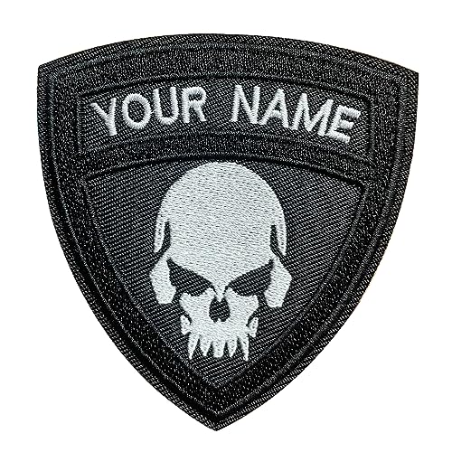 Tactical Morale Patch 2PCS,Customizable Name Patches with Hook Fastener,Personalized Tactical Morale Embroidered Name Tapes,Military Patch for Caps Bags Vests Military Uniforms (Skull Patch 1)