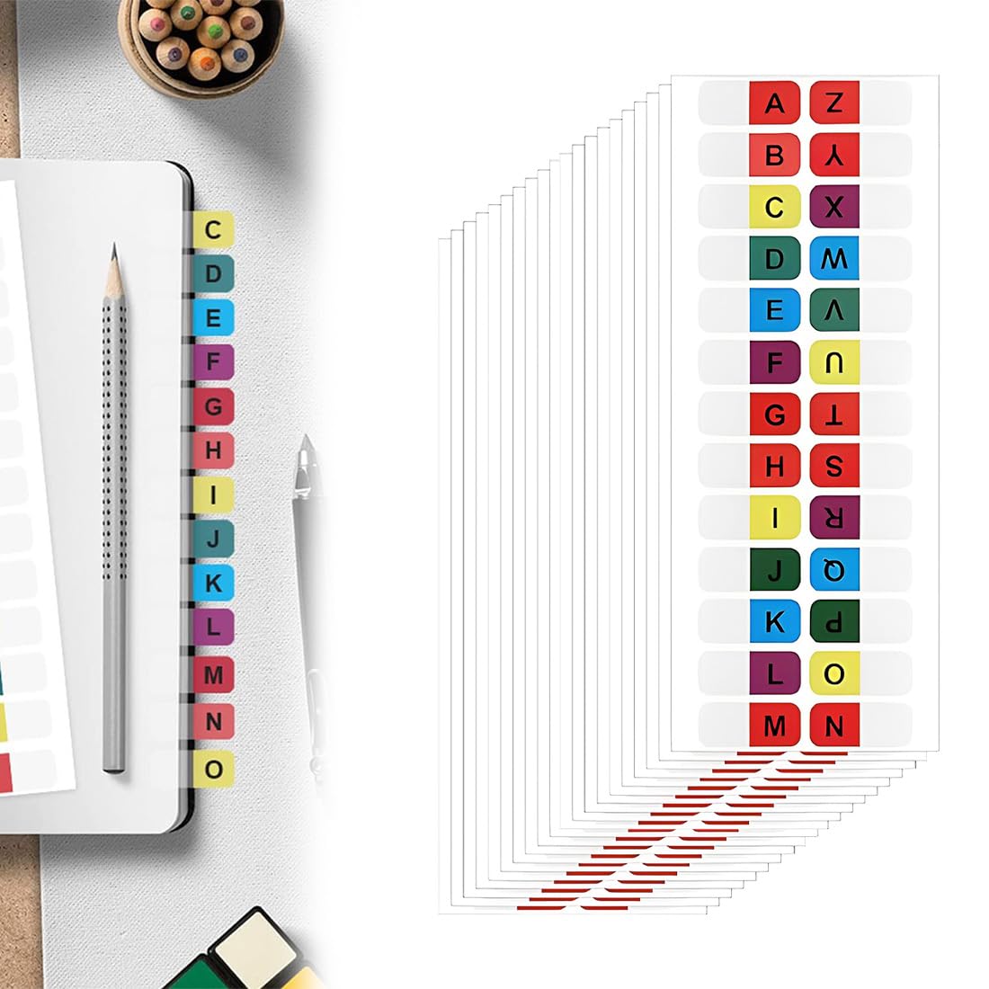 520 Piezas Índice Pestañas Alfabéticos,Impermeable Pestañas Letras Adhesivas,Transparente Pestañas De Índice,Reposicionable Index Tabs,Guías De Archivos Alfabéticos Para Escuela Oficin