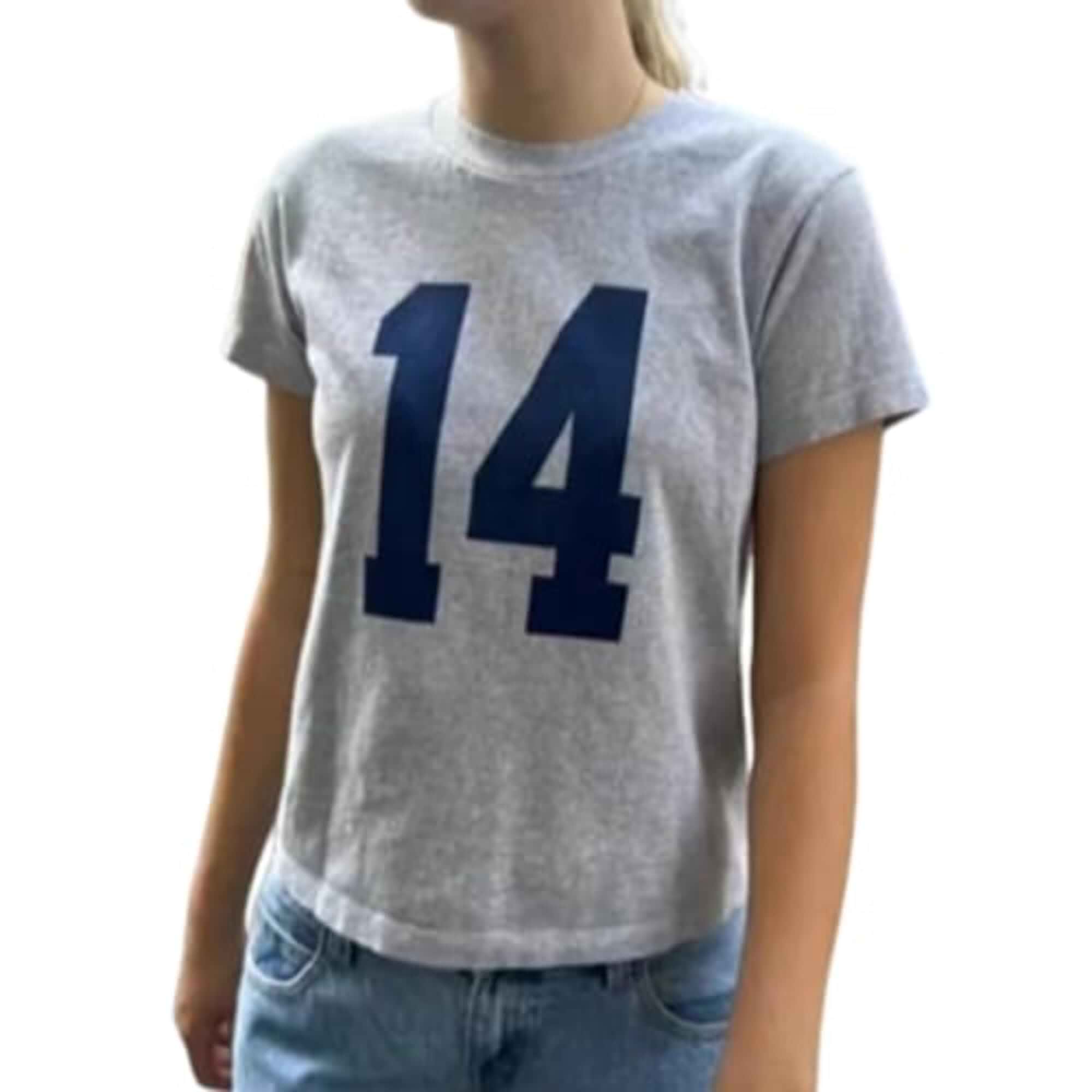 Number 14 Fitted Tee Jersey Summer Crop Top Short Sleeve Y2k Shirt Graphic Baby Tee Women Short Sleeve