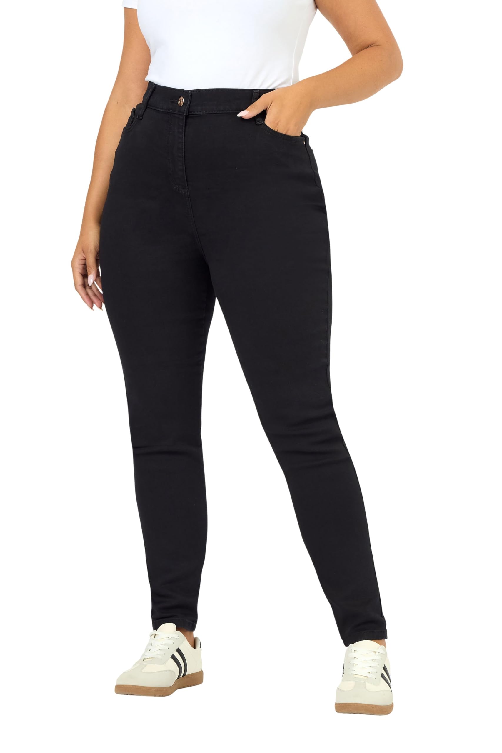 Yours Women's Stretch Skinny AVA Jeans in Black | Size: 26R