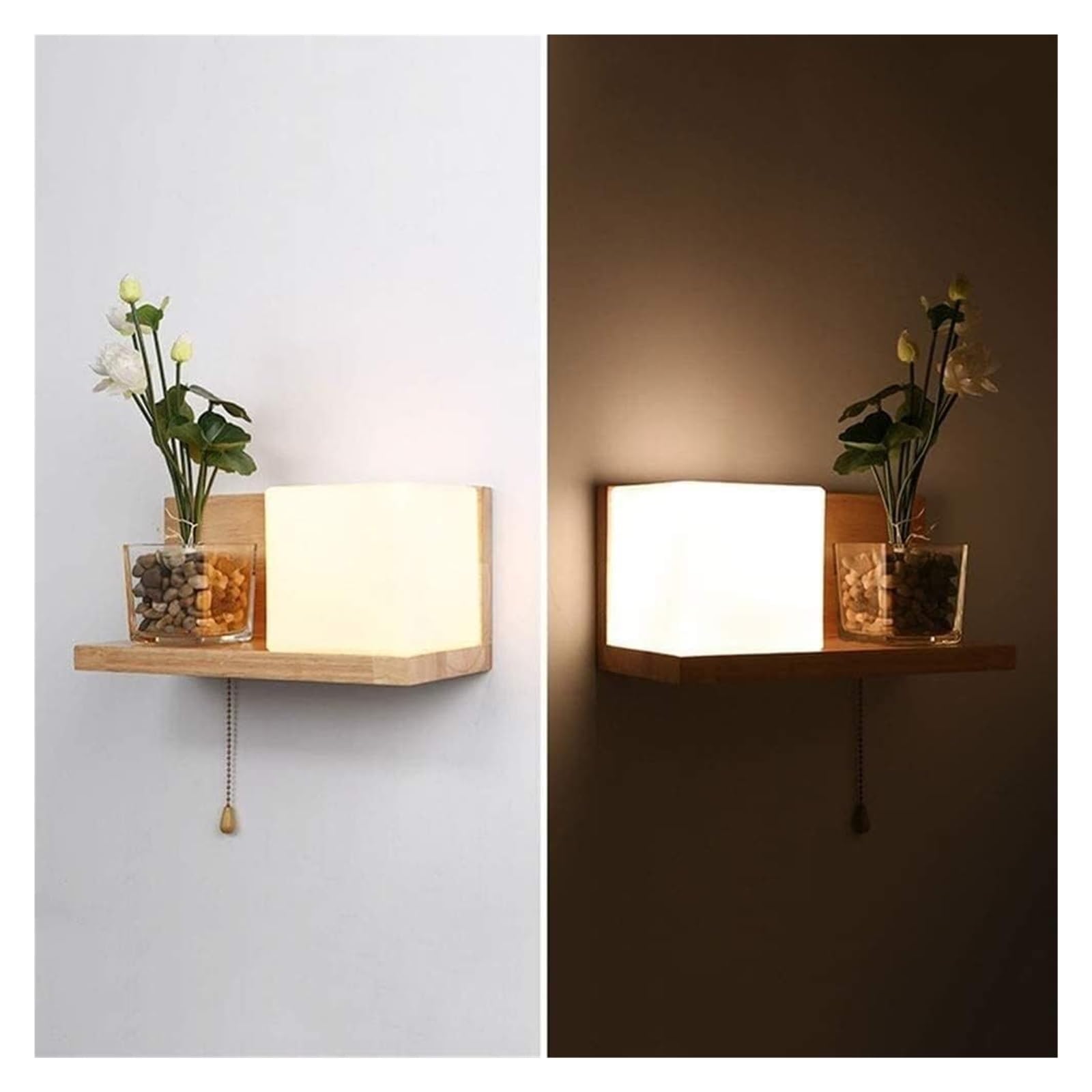 Lámpara de Pared de Madera Maciza con luz LED, Nueva, de Madera de Roble Chino, con Casquillo E27, para Dormitorio, mesita de Noche, con Interruptor de Tiro, Aplique para cabecero