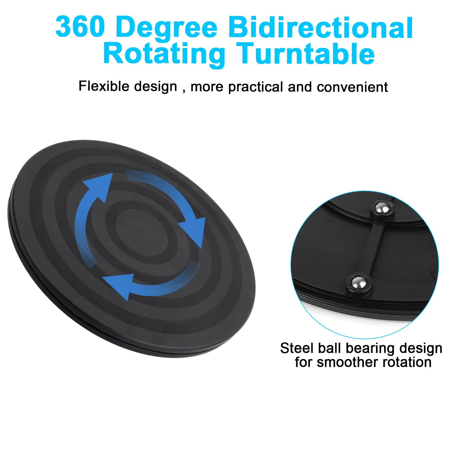 20cm Support Plaque Tournant Rotatif, 360° Pivotant Plateau Tournante avec Roulements à Billes en Acier, Heavy Duty Tourne-Disque Rond Rotatif pour TV Artisanat Plantes à Bonsaï, Noir