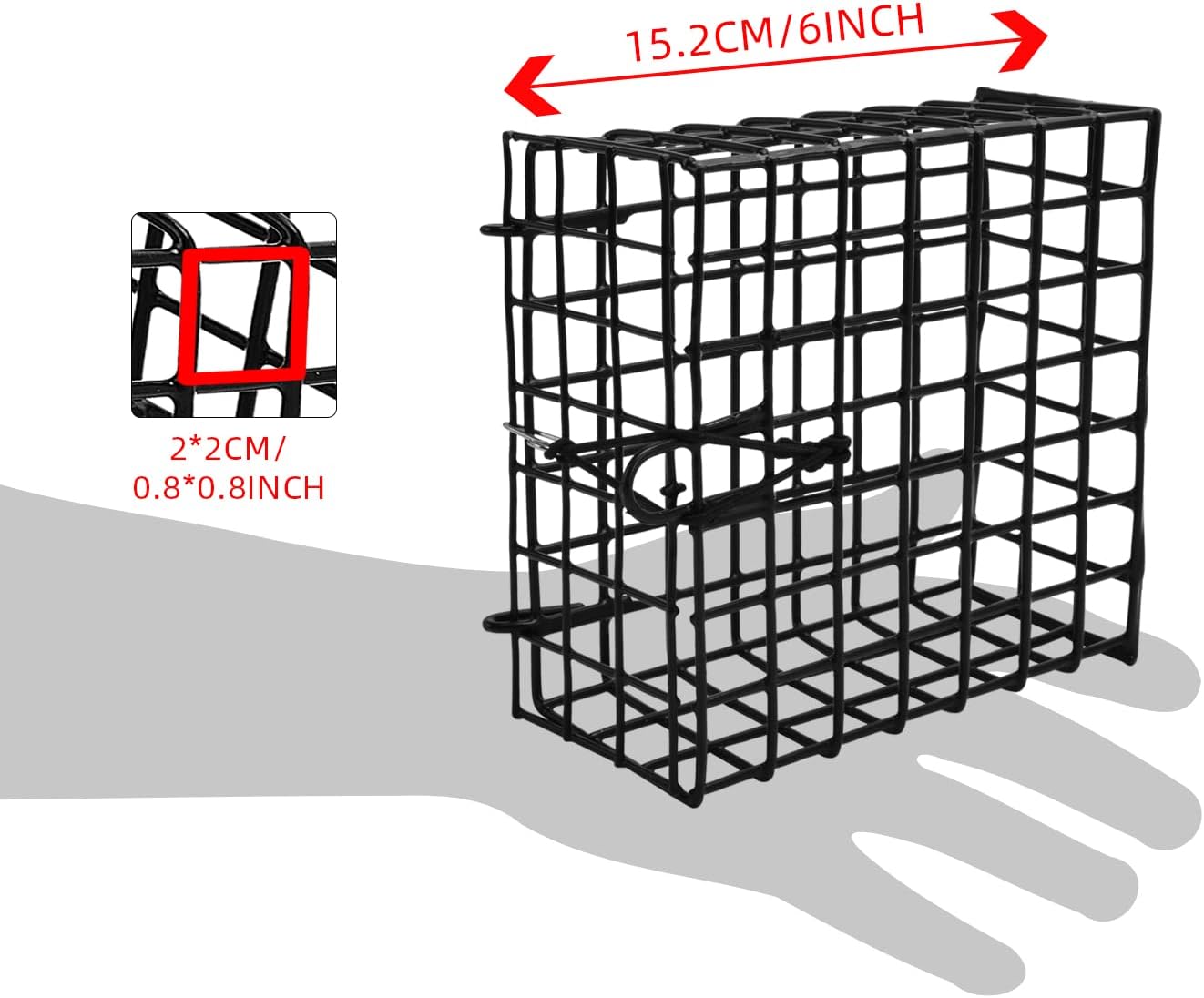 Vinyl-Coated Wire Crab Bait Cages for Heavy Duty Crab Trap Pot, Cage Box 6"x6"x3"