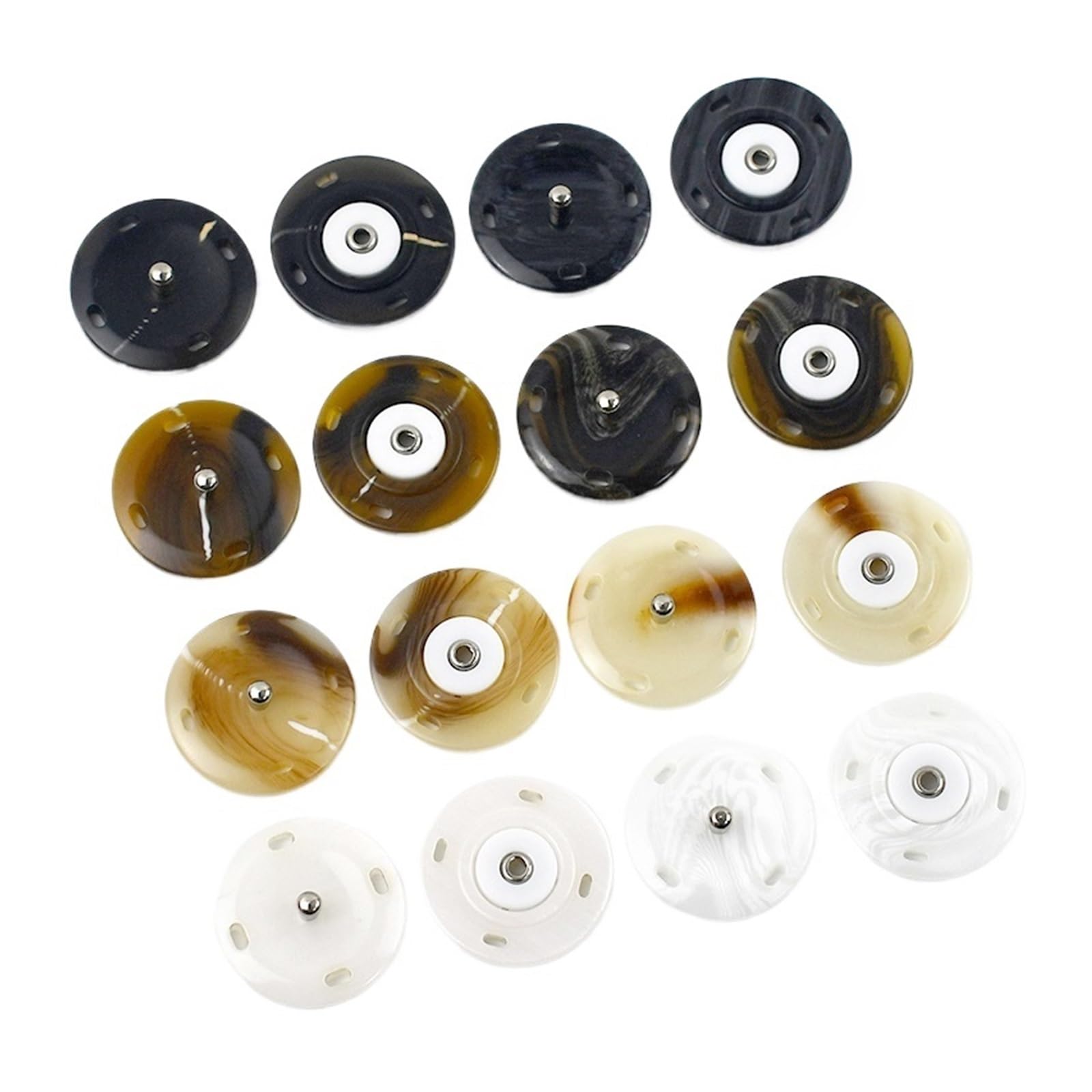 20/30 Uds. Botones a presión de resina blanco y negro 18/21/25mm cierre Invisible for mujer abrigo chaqueta accesorios for suéteres(02Coffee,25mm-30Pcs)