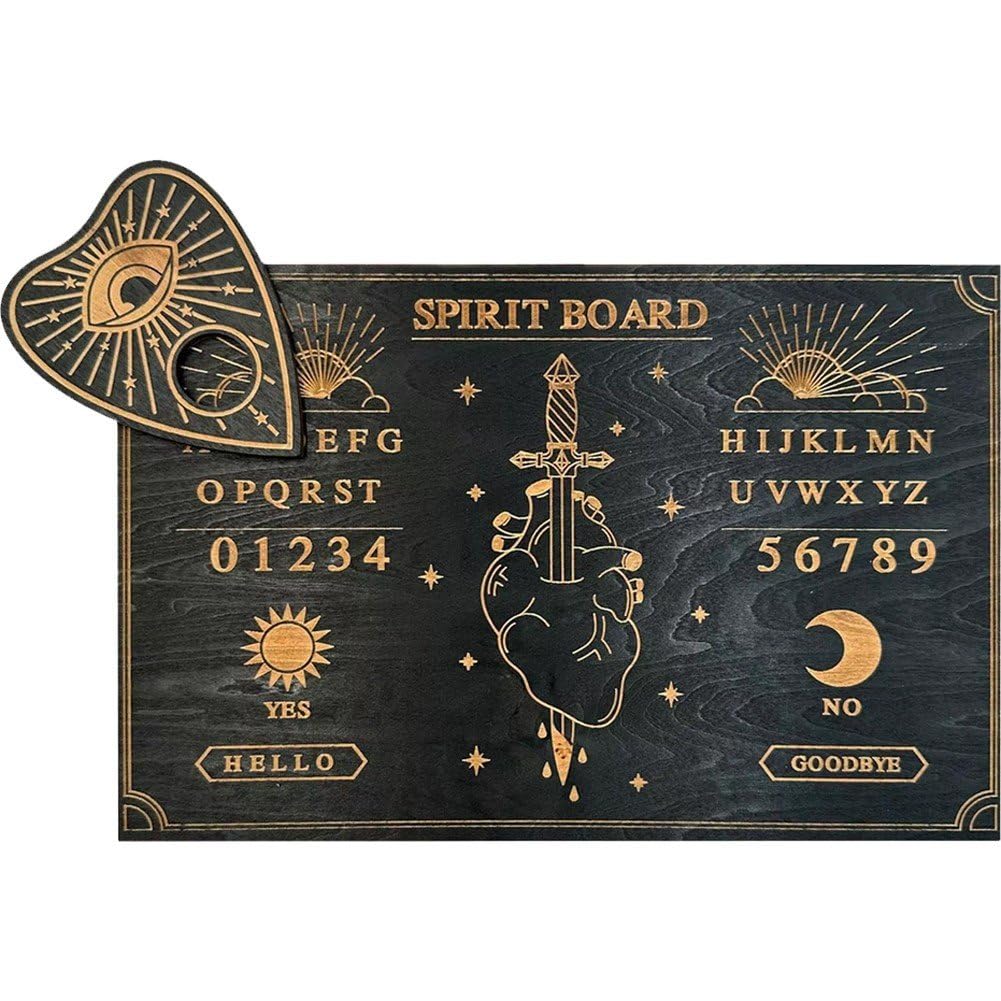 Planche Ouija noire en bois et kit de divination Wicca pour rituels