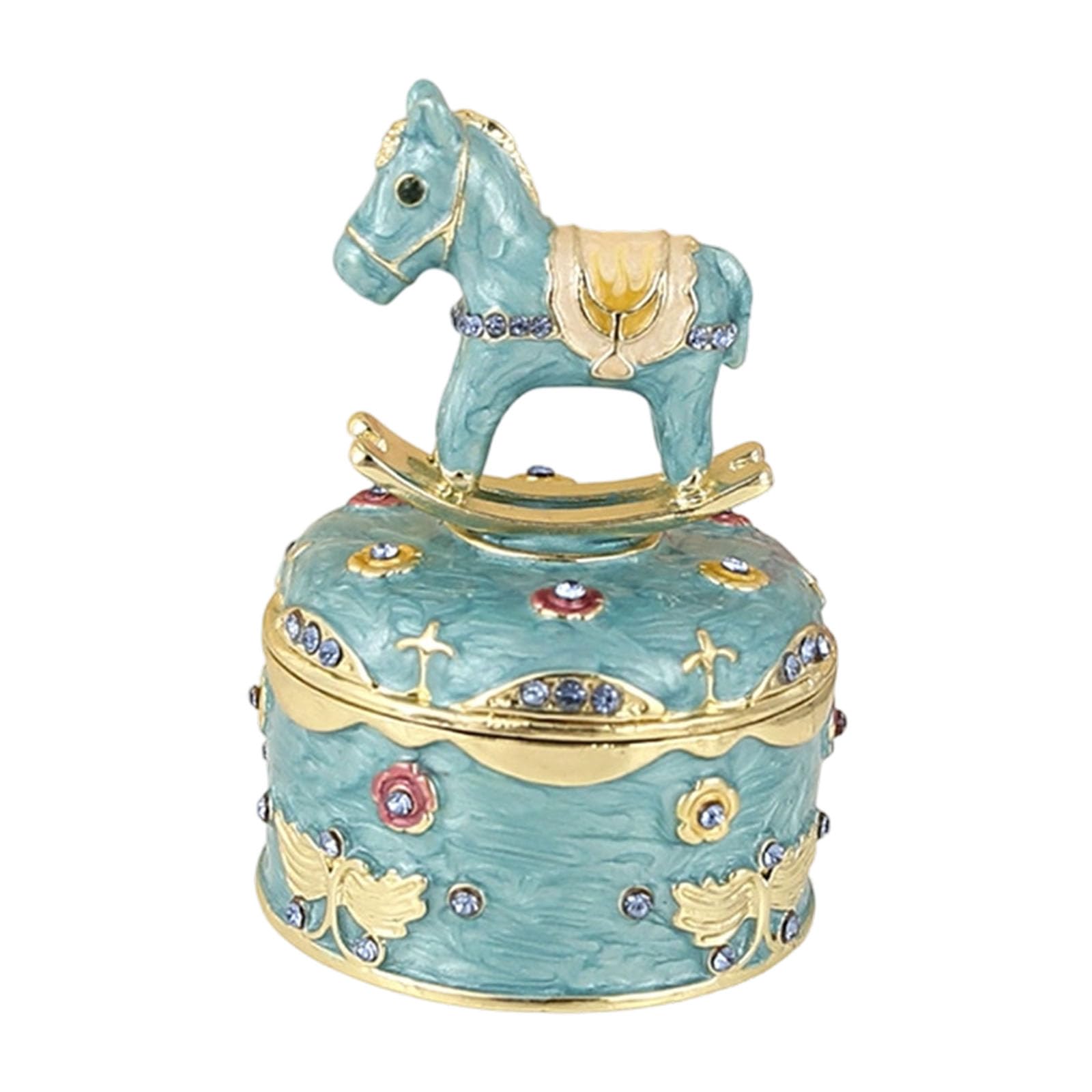 Geavonyg Fascinating Compact Equestrian Themed Keepsakes Case Holds Valuable Rings Earrings and Charm Jewelry Organizers Giftable Enameled Accessory Container