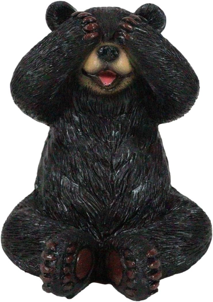 Ebros Gift Rustic Western Forest Wisdom See Hear Speak No Evil Black Bears Figurine Set of 3 Whimsical Decorative Bear Sculptures Animal Collectible