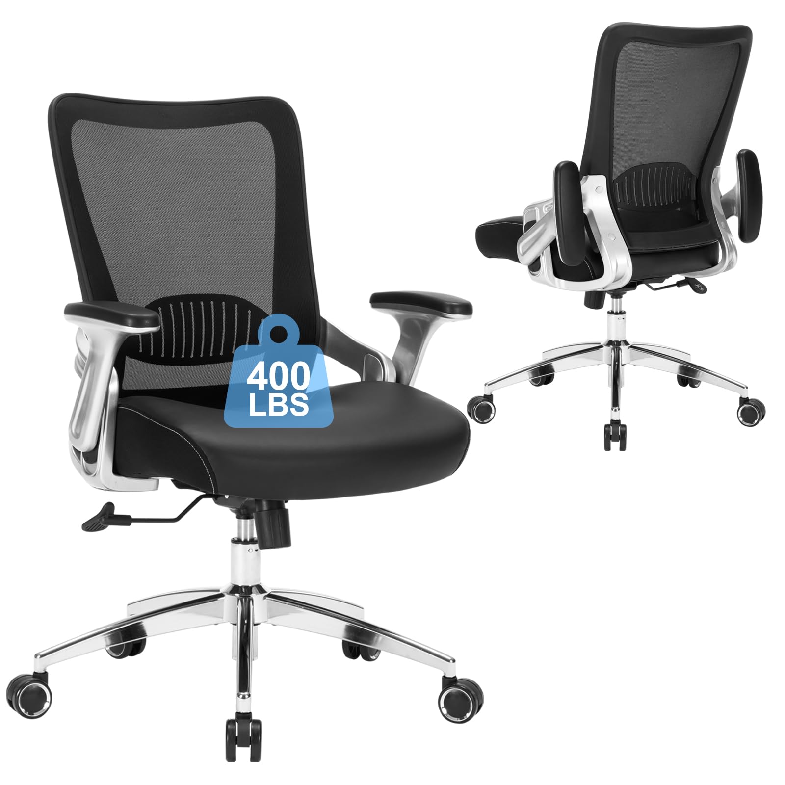 Office Chair Ergonomic Desk Chair-400lbs Big and Tall Heavy Duty Home Office Desk Chairs with Wide Thick Seat Cushion, Executive Computer Task Chair with Adjustable Seat Height & Arm Height