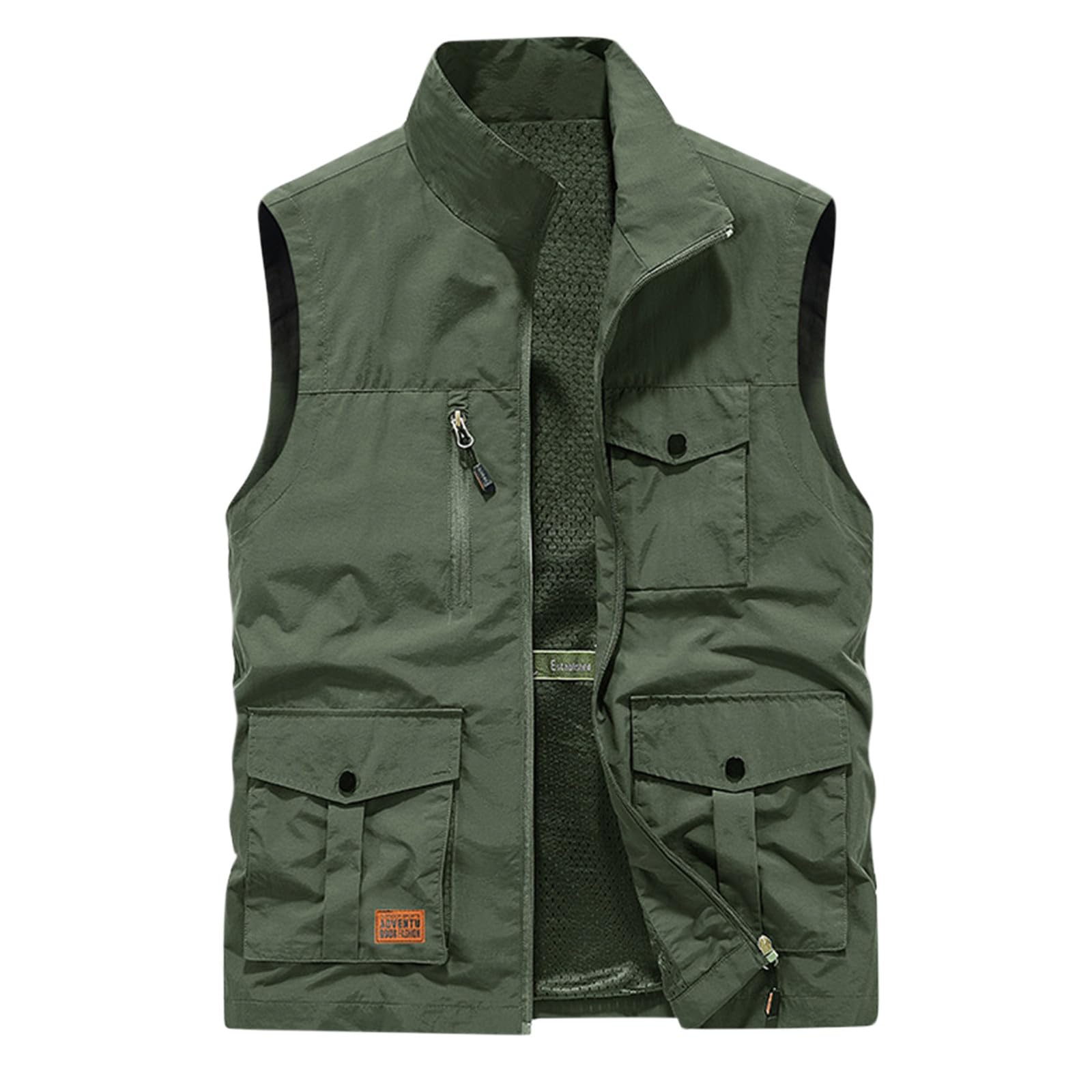 Gilet for Men UK Sale Clearance Quick Dry Cargo Vest Jacket Thin Activewear  Vests Full Zip Stand Collar Coat Sleeveless Softshell Jacket with Pockets