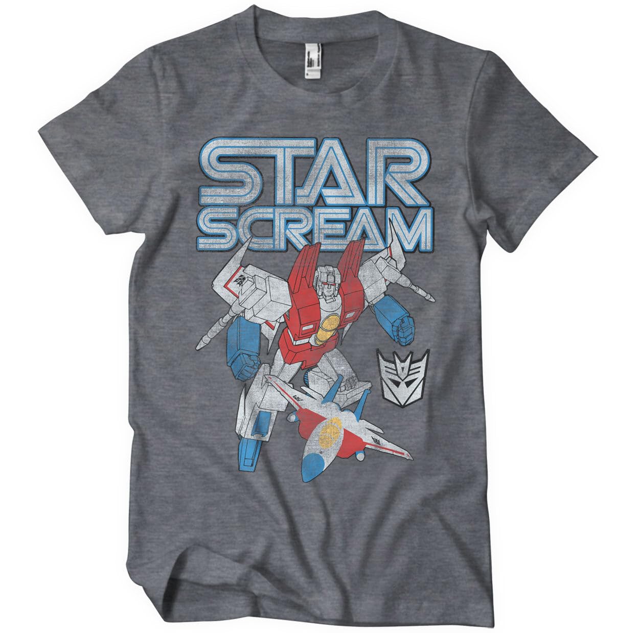 Transformers Officially Licensed Starscream Washed Mens T-Shirt (Dark-Heather), Medium