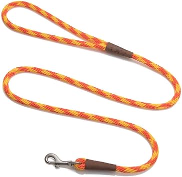 Mendota Pet Snap Leash - British-Style Braided Dog Lead, Made in The USA - Amber, 1/2 in x 4 ft - for Large Breeds
