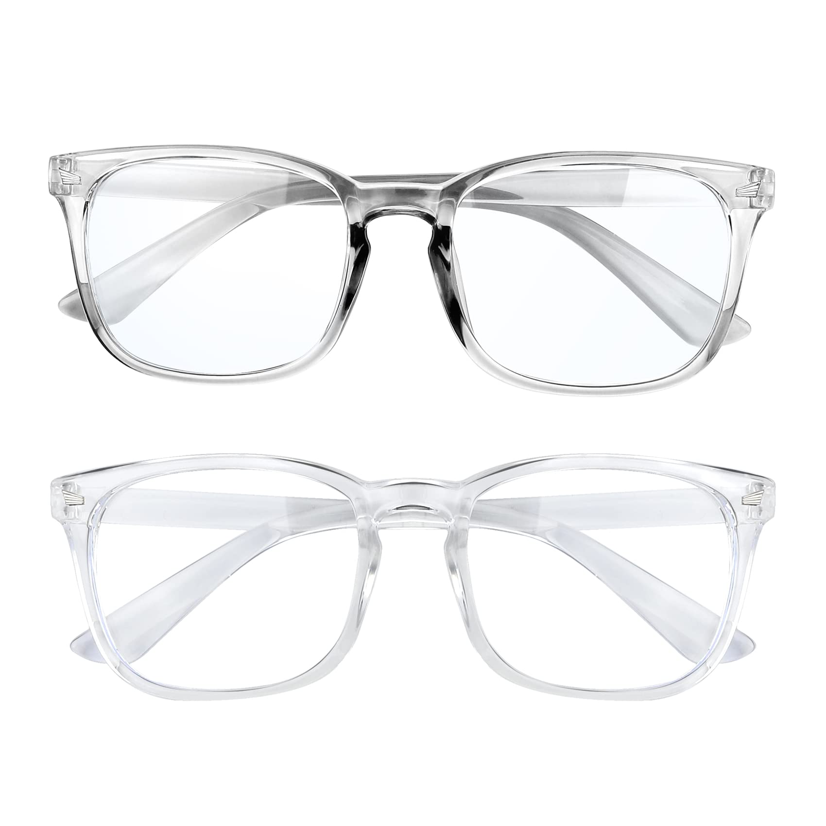 AFNWQI Fashion Square Blue Light Blocking Glasses - 2 Pack Womens Mens Computer Gaming Glasses