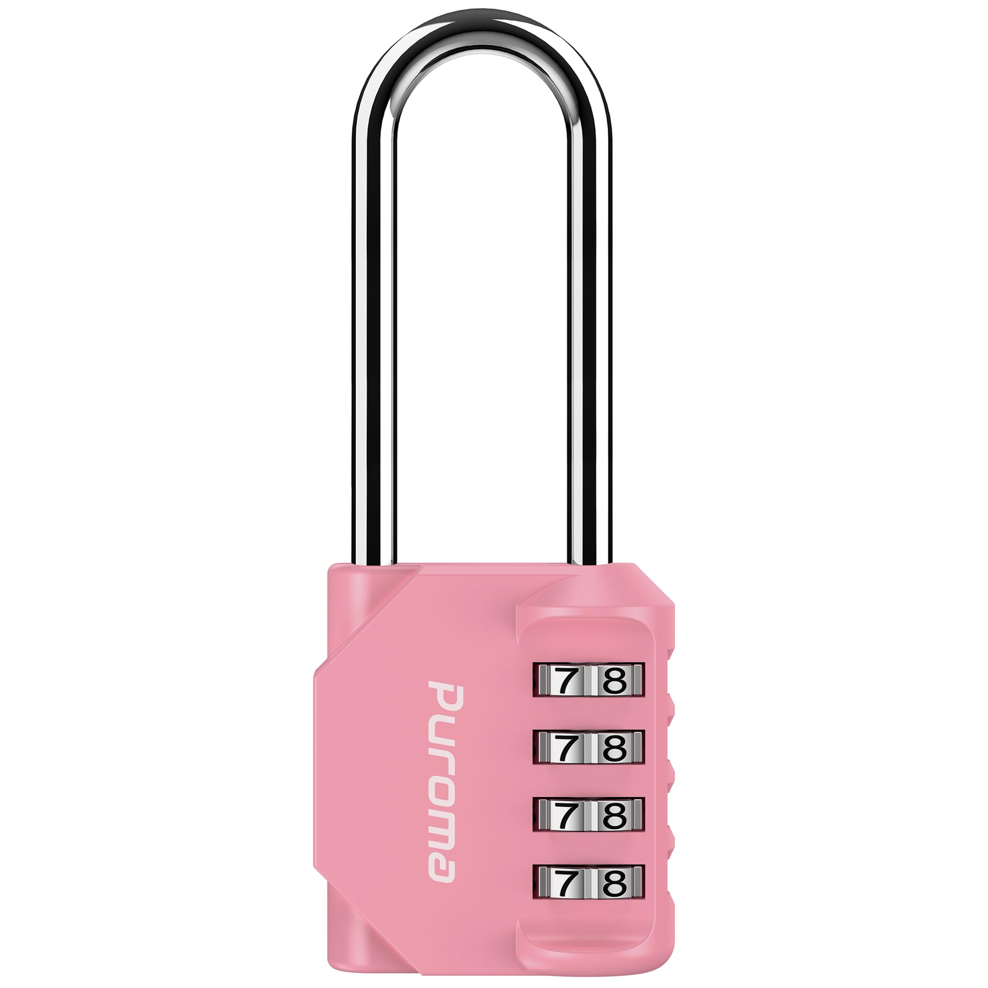Puroma 1 Pack 2.6 Inch Long Shackle Combination Lock 4 Digit Outdoor Waterproof Padlock for Hasp Locker Lock, Sports Locker, Fence, Gate, Toolbox, Case, Hasp Storage, Cabinets (Rose Pink)