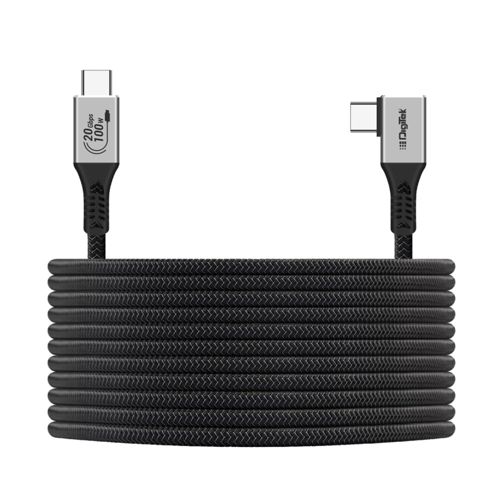 Digitek® (DC 5M-TC2C 3.2) Type-C to C Right Angle Tethering Cable, 5M Nylon Braided, 100W Fast Charging, 20Gbps Data Transfer, Bi-Directional, for Photography & Videography Applications-image-42