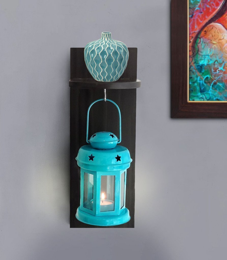TiedRibbons Home Decor hangings Lantern Antique with Wooden Shelve