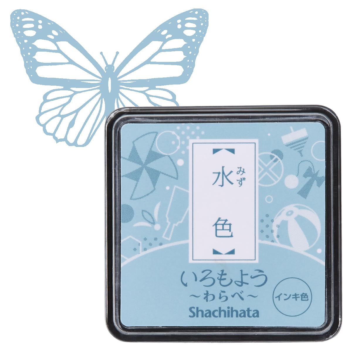 IROMOYO WARABE Stamp PAD, Small Traditional Japanese Ink Colour, Oil-Based Ink pad (Pale Blue)