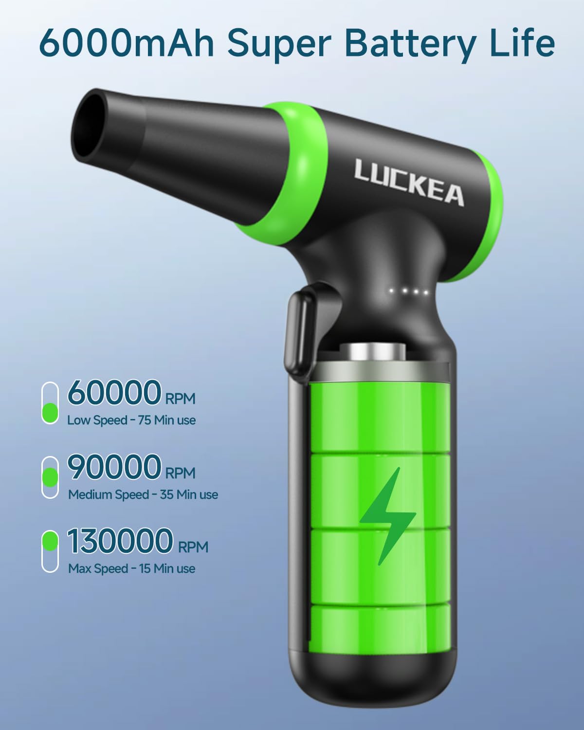 Dmuchawa sprężonego powietrza, 130000 obr./min, 3 prędkości do czyszczenia komputera, bateria 6000 mAh, z 3 szczotkami do czyszczenia, czyszczenie na sucho i do czyszczenia komputera, elektroniczny