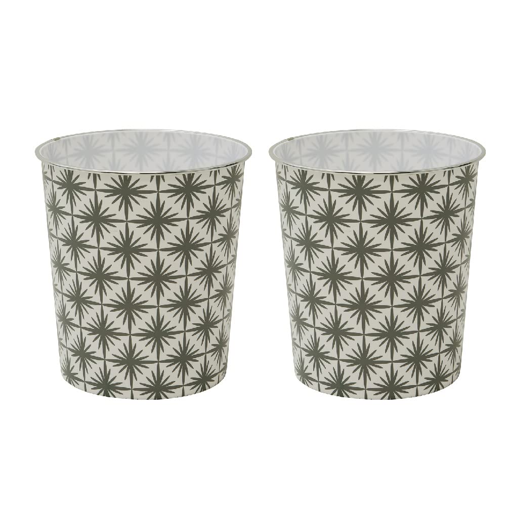 JVL Geometric Grey Waste Paper Bin, Set of 2