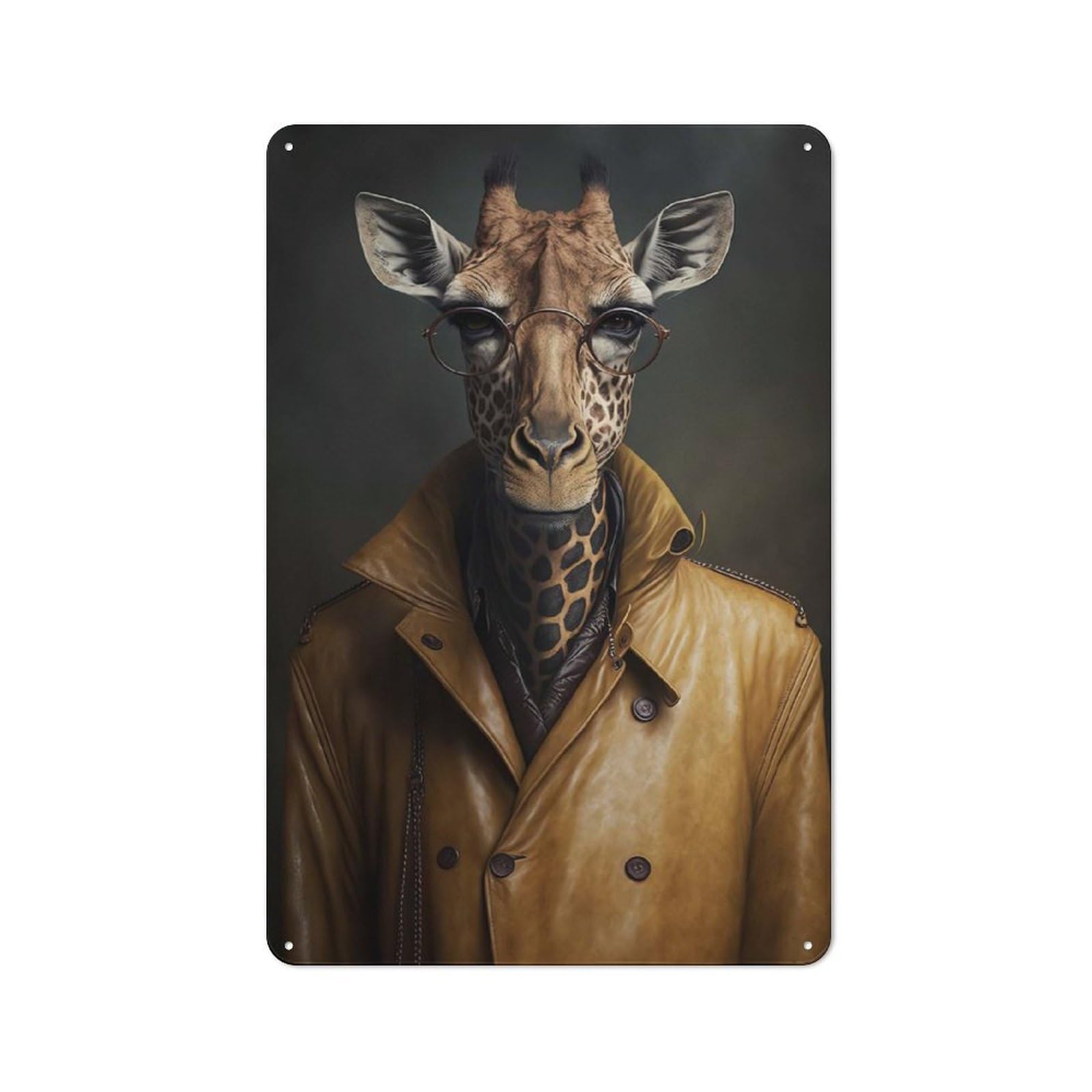 Junmoney Style-7 Retro George Giraffe Vintage Metal Sign 30X20cm, Room Wall Plaque For Flat, Dorm Room, Lounge Or Cafe