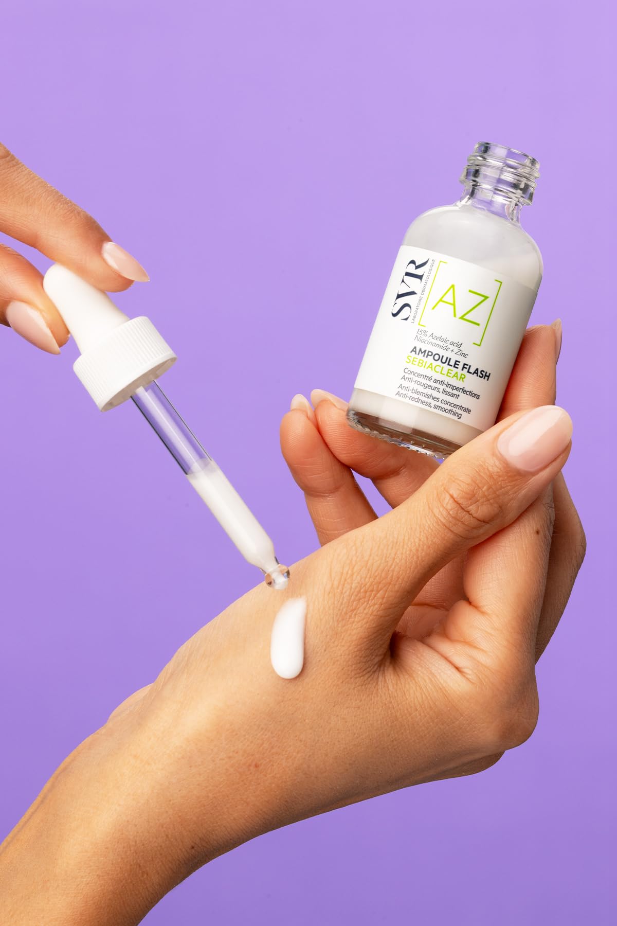 SVR - Ampolla Sebiaclear Flash - Gama Sebiaclear – Sérum anti-imperfecciones y anti-enrojecimiento – Para piel propensa al acné – Ácido azelaico 15%, Niacinamida – 30 ml