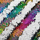 Sequin Fabric Mermaid Fabric 5mm Glitter Fabric 1 Yard Rainbow to Silver Two Tone Sequin Fabric...