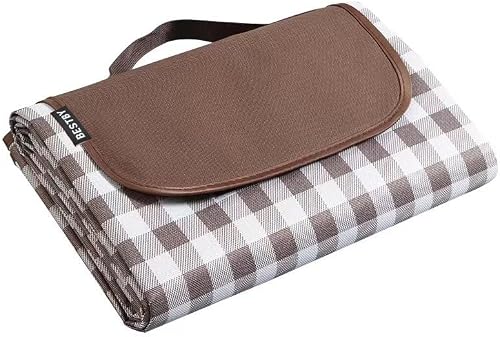 Bestby - 2x2m Extra Large Outdoor Camping Picnic Beach Mat/Blanket (Brown-white)