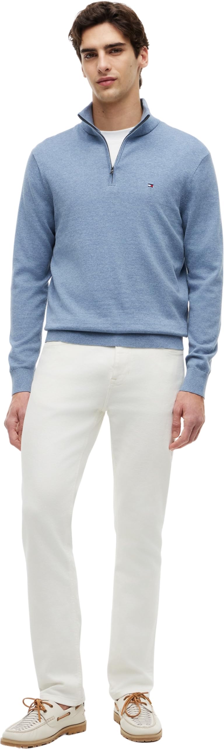 Tommy Hilfiger Herren Pullover mit Reißverschluss Mock Neck Halbzip