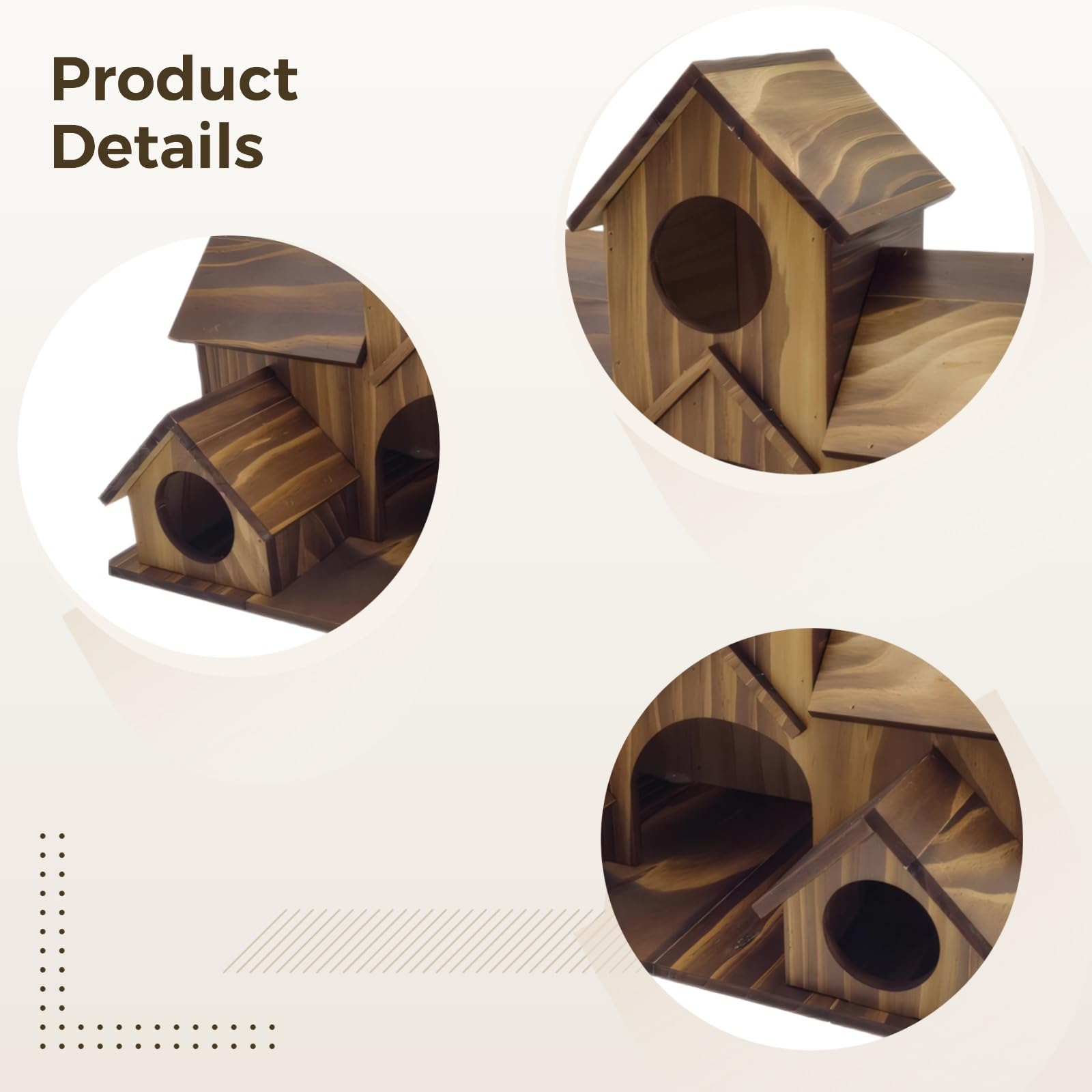 Vogelhaus aus Holz, Villa-Stil mit Mehreren Nestplätzen, 9,1 x 6,3 x 5,5 Zoll, 23 x 16 x 14 cm, großes Vogelhaus mit Mehreren Eingängen, handgefertigt, natürliches Vogelhaus