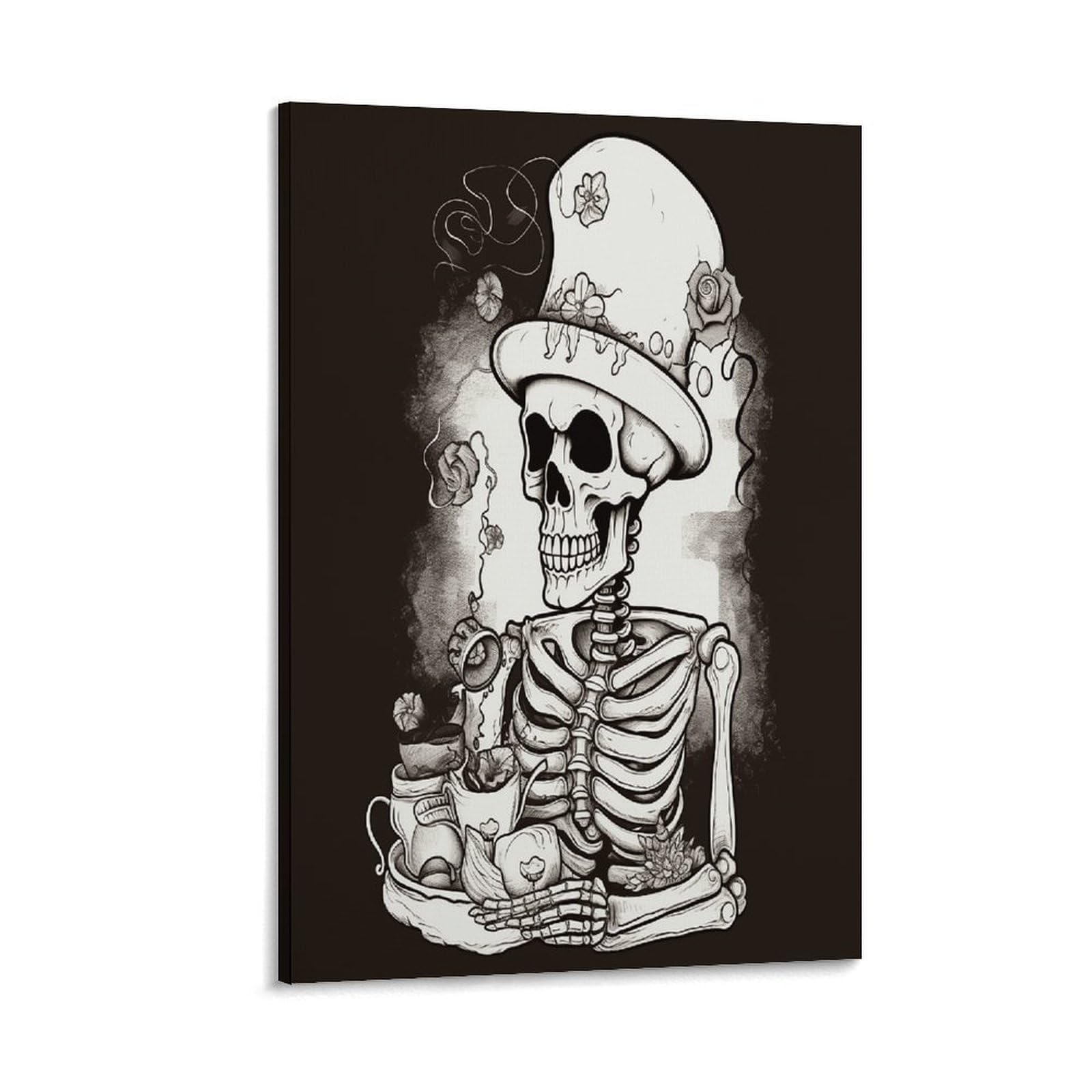 LDGSUPH Skeleton Chef Canvas Wall Art Prints Hangable Decor Painting for Wall Prints Painting Artwork Modern Decorative Artwork Ready to Hang Wall Pictures for Home Decor 16x24inch(40x60cm)