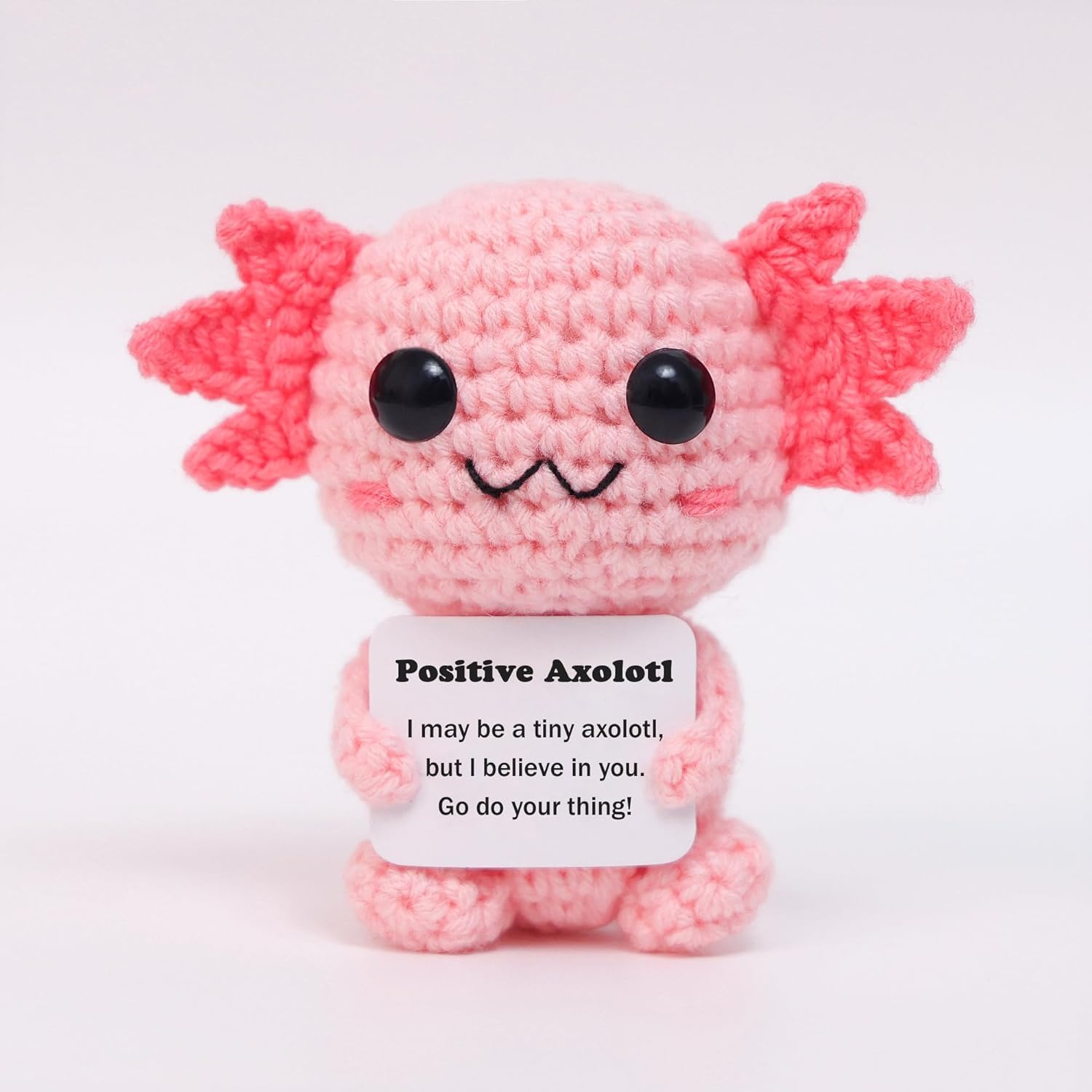Mini Funny Positive Pink Axolotl, Knitted Wool Axolotl Toy with Positive Card - Creative Cute Crochet Doll Emotional Support Cheer Up Keepsake Gift for Friends, Women, Student, Christmas-image-39