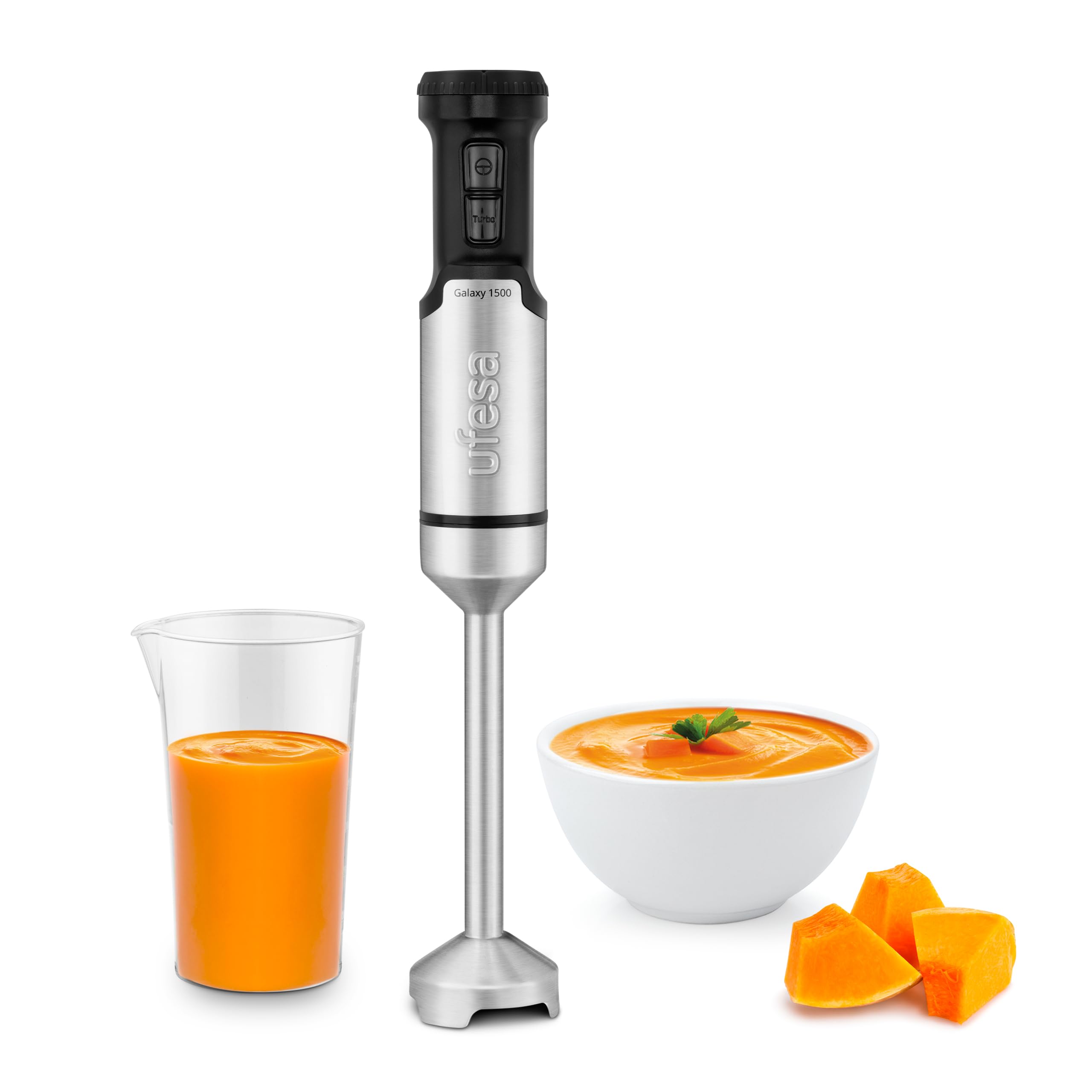 Ufesa Galaxy Hand Blender, Power 1500 W, Variable Speed Control + Turbo, 4 Stainless Steel Blades, Ergonomic Design and Anti Splash, Measuring Cup, BPA Free