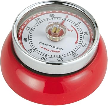 Zassenhaus Magnetic Retro Kitchen Timer, Classic Mechanical Cooking Timer Red, 2.75-Inch