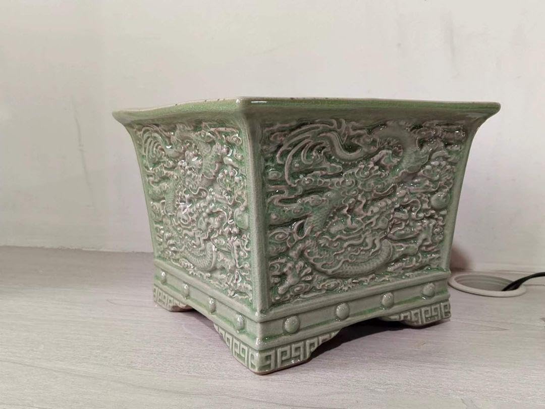 Amazon.co.jp: 竜紋浮彫り鉢盆栽鉢 植木鉢 小品盆栽鉢 大品盆栽