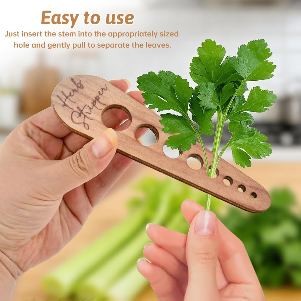 2-Piece Wooden Herb Stripper Set, 7 And 8 Hole Leaf Separators image 4