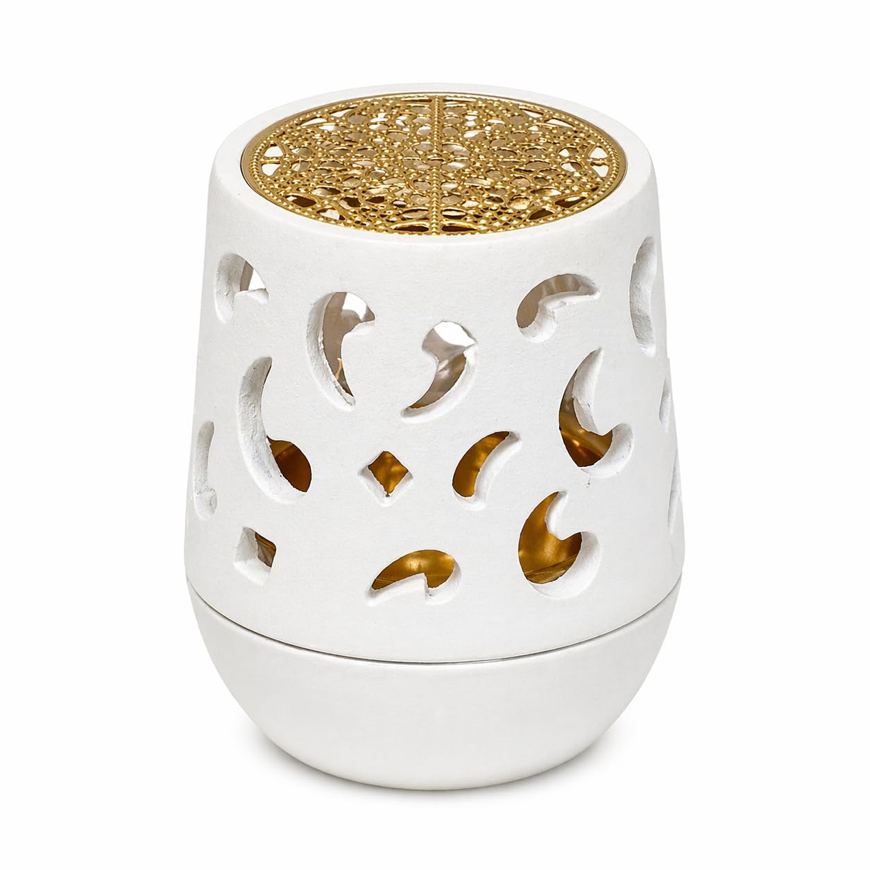 Jrose Collections White Latte Moon Design Resin Bakhoor Burner 9Cm Incense Burner With Metal Cup Tealight Fragrance Burner Oud Chips Holder Decorative Aroma Burner Jr2606 (White)