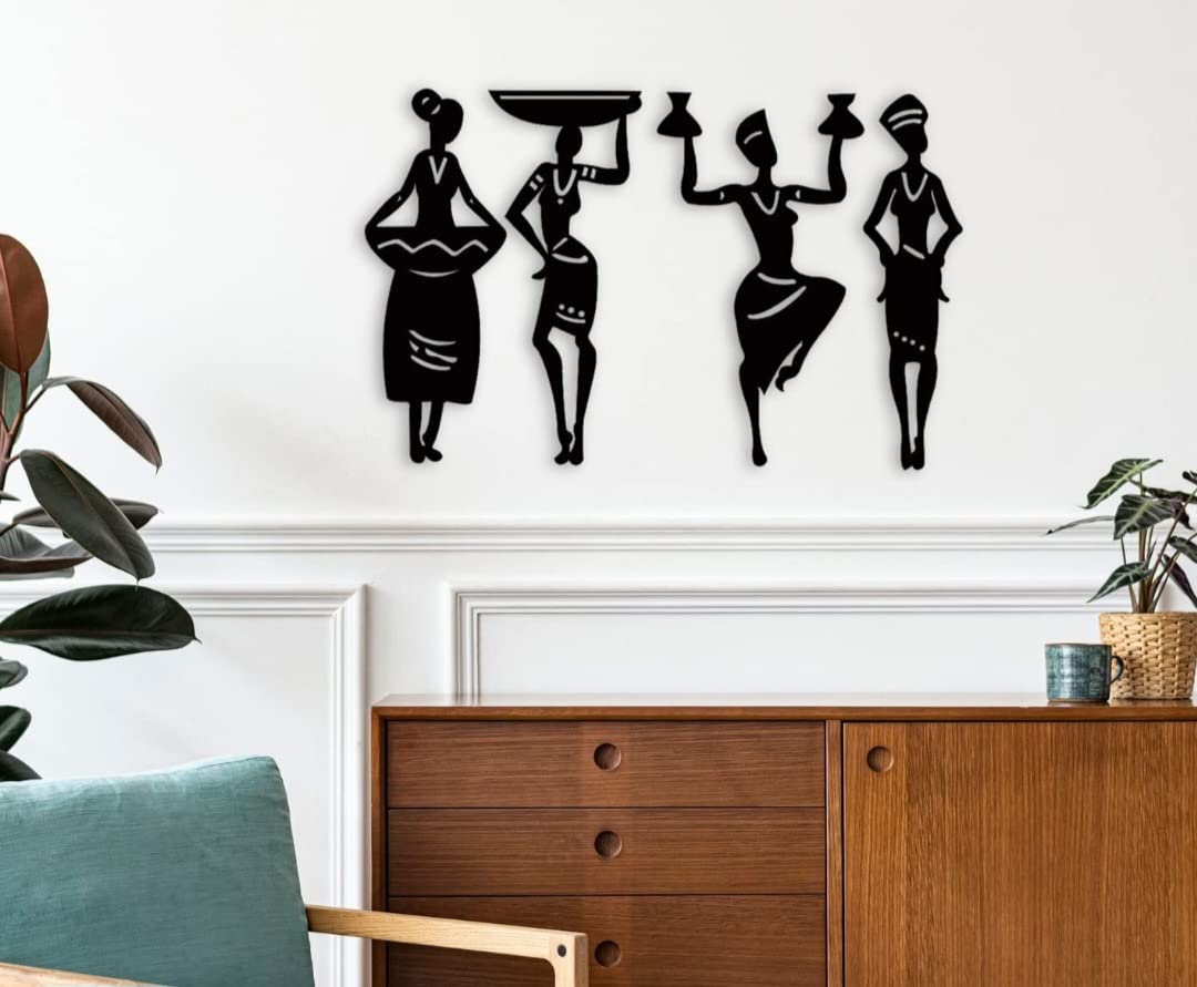 Royal Indian Art - Home Decor Items 4 Pieces Tribal women Wall Decor For Living Room, Bedroom, And Kitchen - Stylish Showpieces For Home Decor - Interior Decoration Items 4 Pieces Home Decor