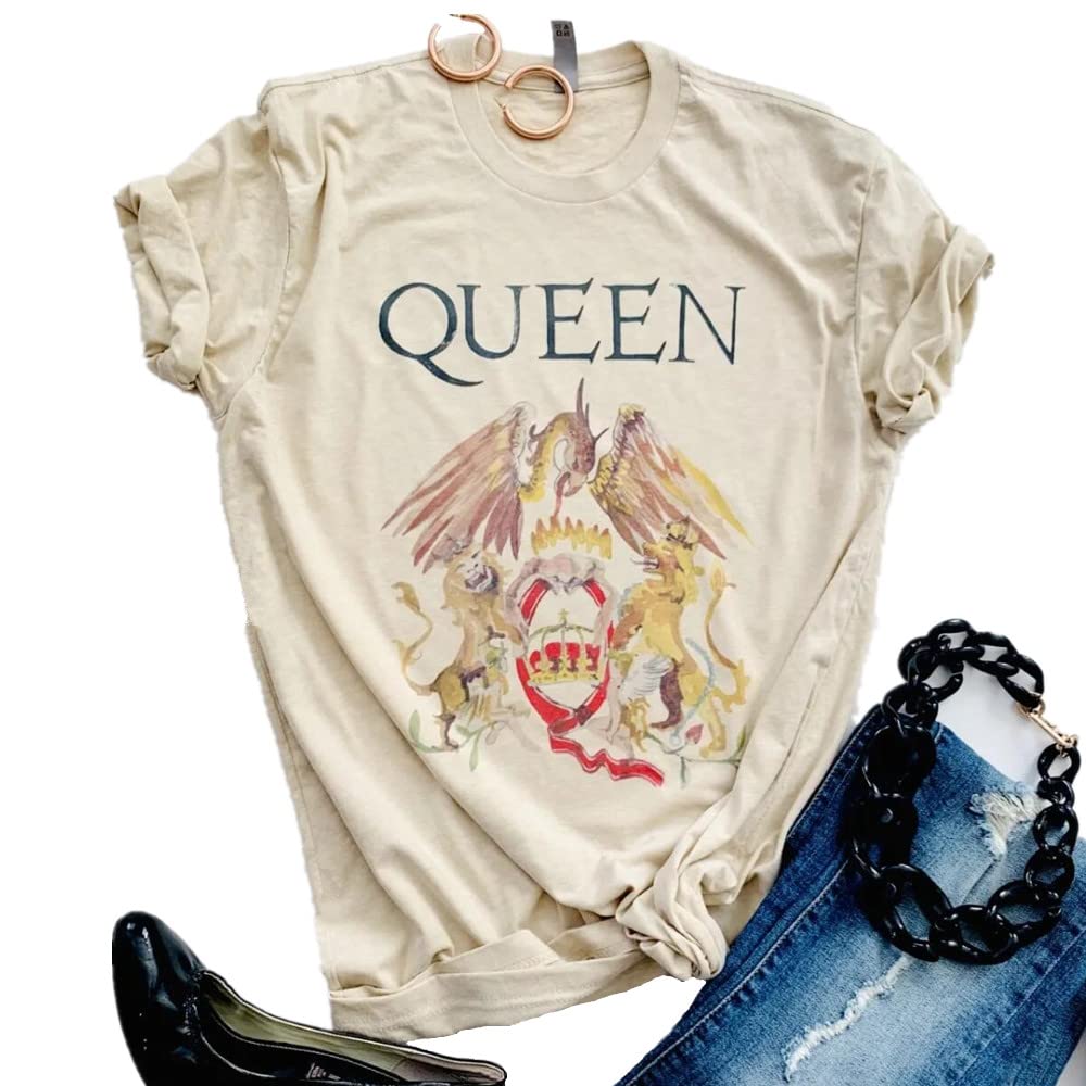 MuhuyiWomen Vintage Rock Band T Shirt Fashion Music Graphic Tees Short Sleeve Casual Tops