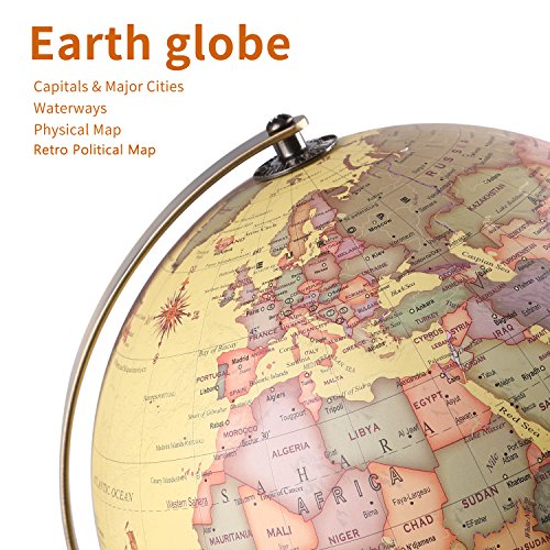 image for TTKTK Illuminated World Globe for Adults & Kids with Wooden Stand,Buil