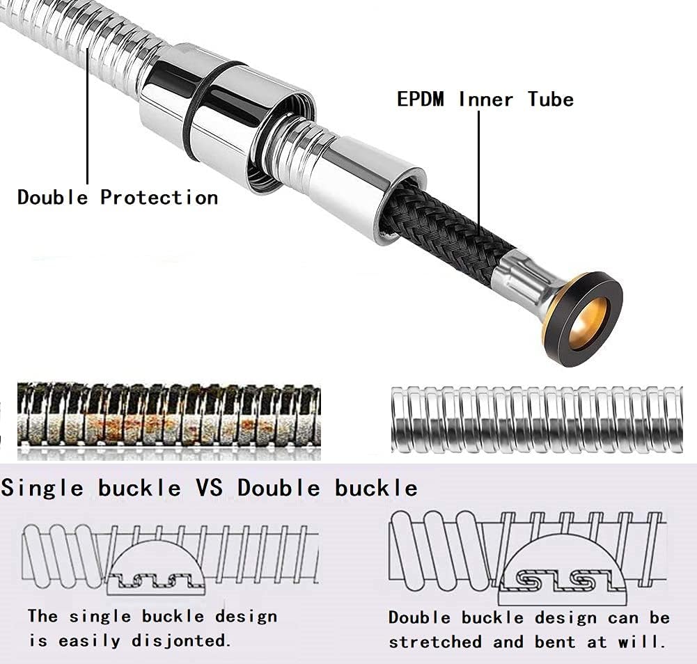 Extra Long Shower Hose 96 Inches Braided Inner Tube High Pressure Chromed Stainless Steel Replacement for Handheld Shower Heads and Bidet Sprayer Hose