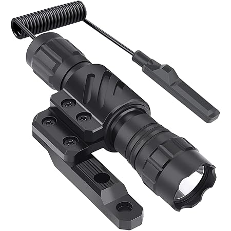 Feyachi FL14-MB Tactical Flashlight 1200 Lumen Matte Black LED Weapon Light with Flashlight Mount, Rechargeable Batteries and Pressure Switch Included