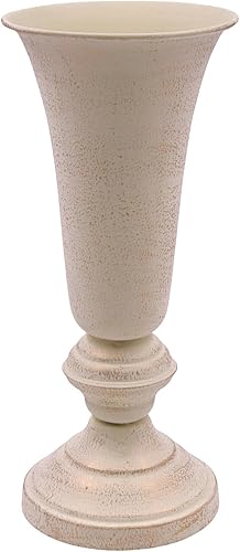 Hosley 12.75” Tall Metal Vase – Vintage Urn Style Decorative Centerpiece for Table, Wedding, Living Room & Floral Arrangements