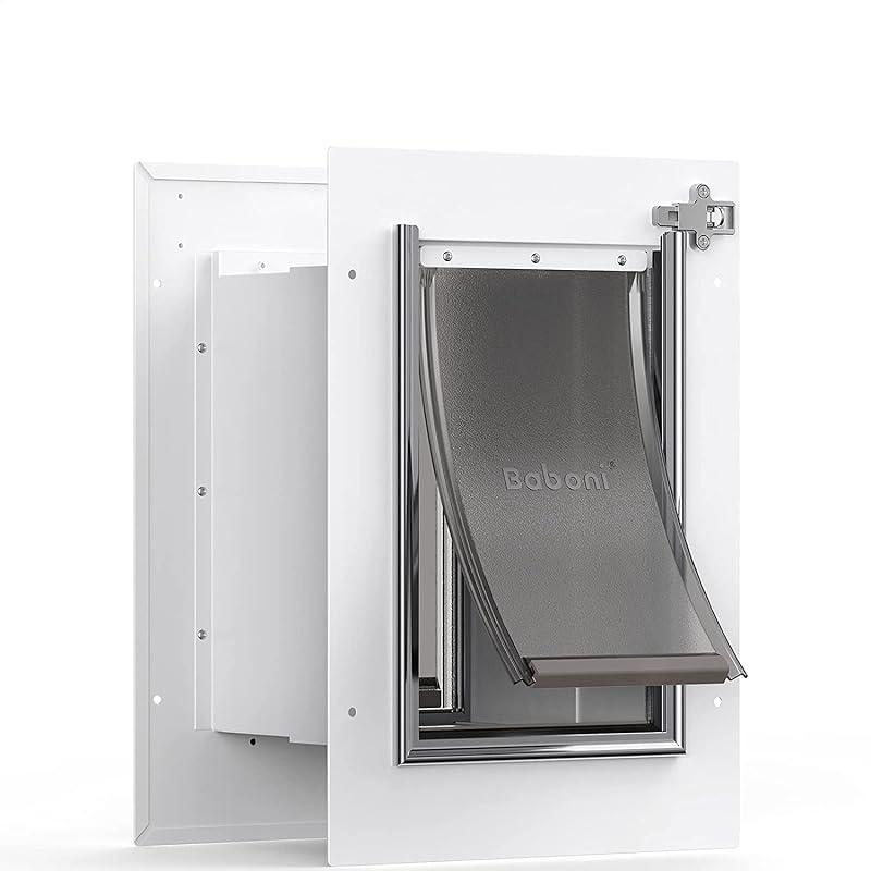 Porta para Pets de Parede baboni com Estrutura de Alumínio, Túnel Telescópico e Dupla Aba Small para Cães e Gatos de até 5,44 kg