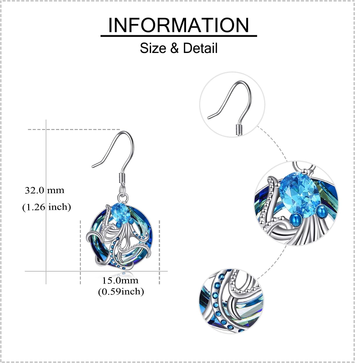 YFN Octopus Gifts for Women Sterling Silver Octopus Dangle Drop Earrings Ocean Animal Jewelry for Ocean and Octopus Lover - Image 4