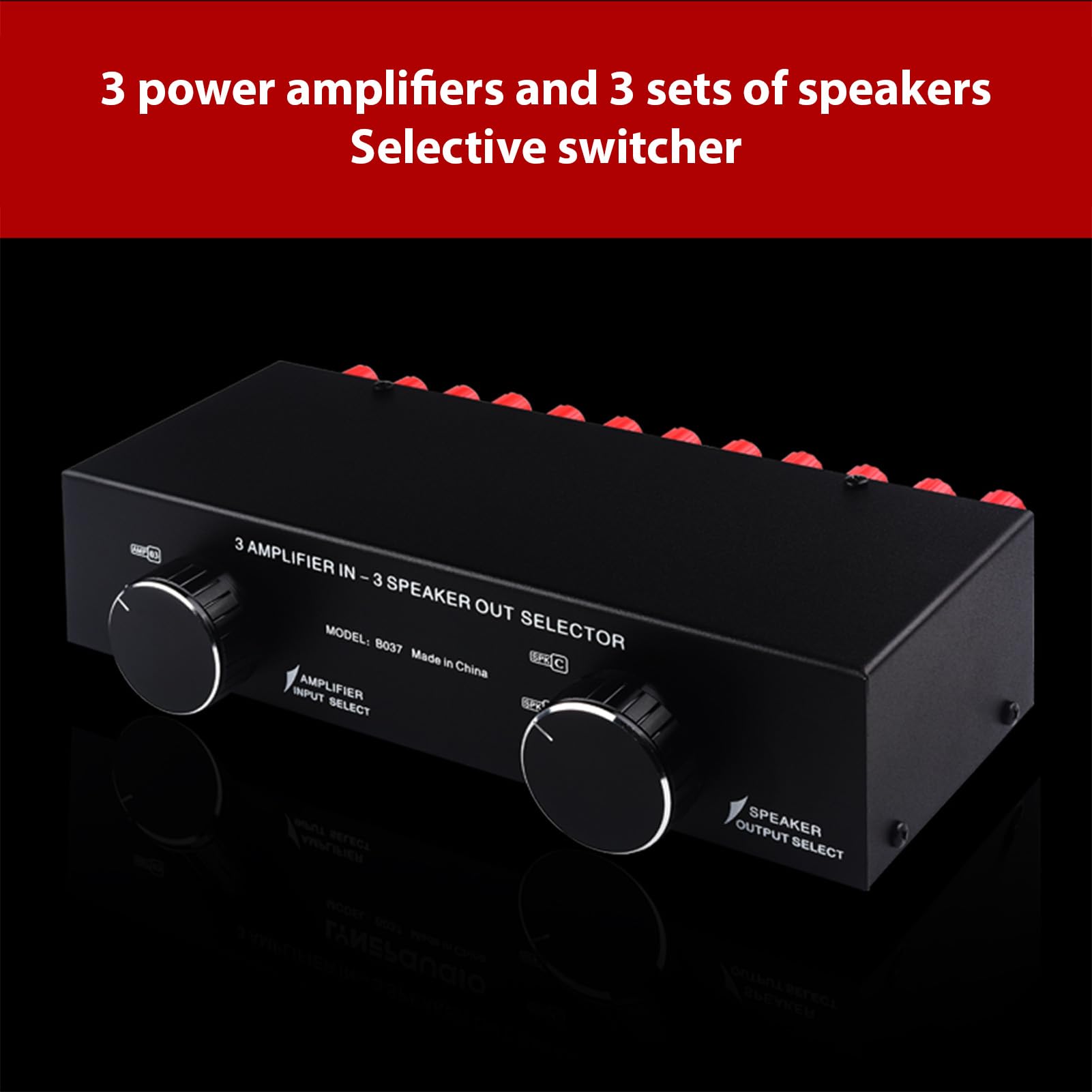 Selettore Altoparlante 3 Ingressi 3 Uscite, Commutatore Audio Amplificatore da 300 W per Canale, con Selettore Ingresso Uscita Manuale per Stereo Domestico