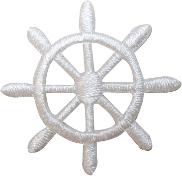 ID 2364A Ship Captain Steering Wheel Patch Boat Embroidered Iron On Applique
