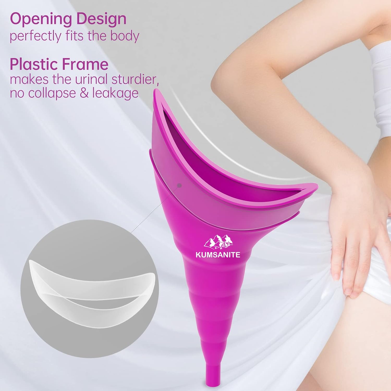 KUMSANITE Female Urinal, Portable Female Urination Device Reusable Soft Silicone Urinals for Women Standing to Pee Funnel for Outdoor, Travel, Camping, Roadtrip, Concert - Fuchsia : Sports & Outdoors
