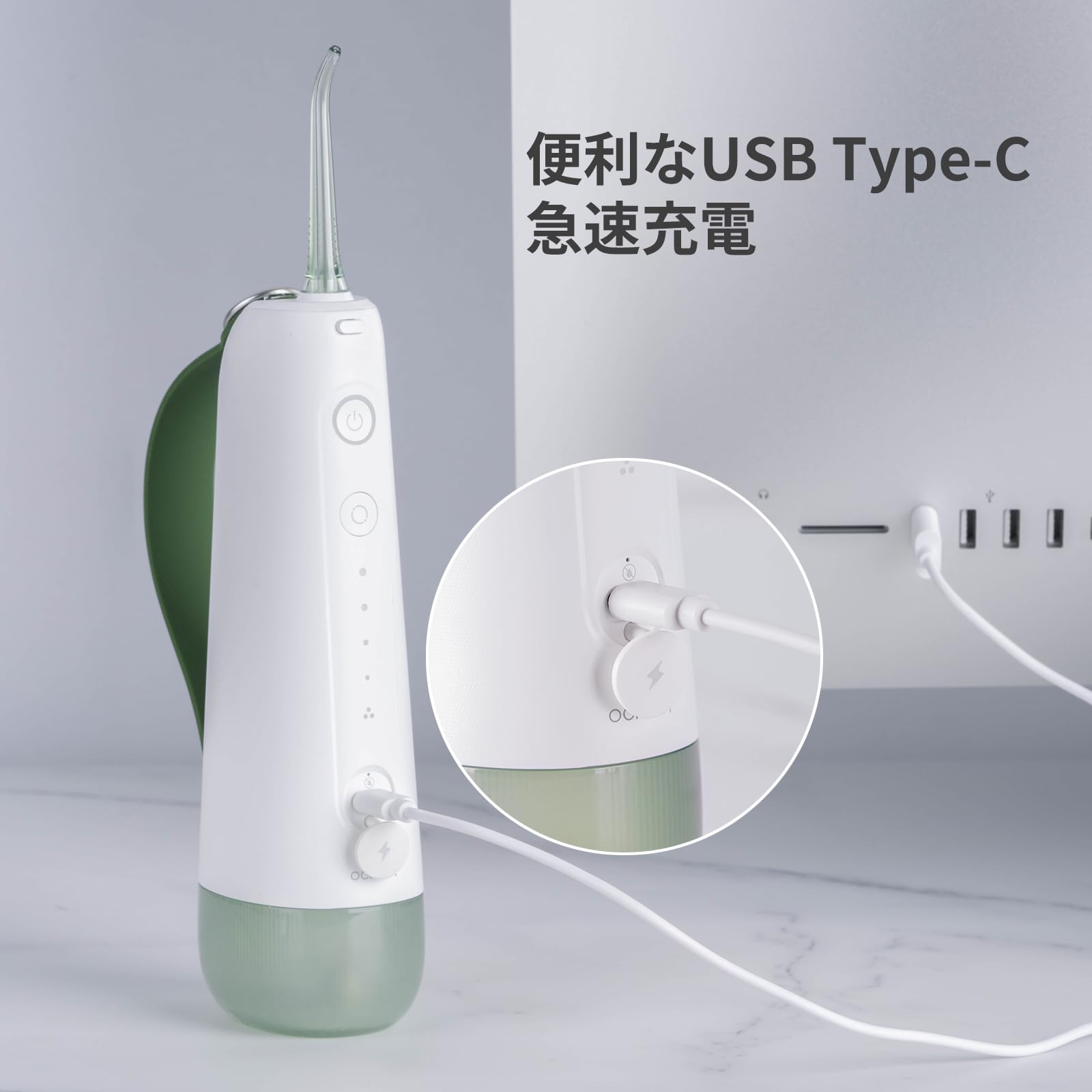 Idropulsore Oclean W10, irrigatore orale portatile con 5 modalità filo interdentale e 4 punte sostituibili, IPX7, Quadpacer, timer intelligente
