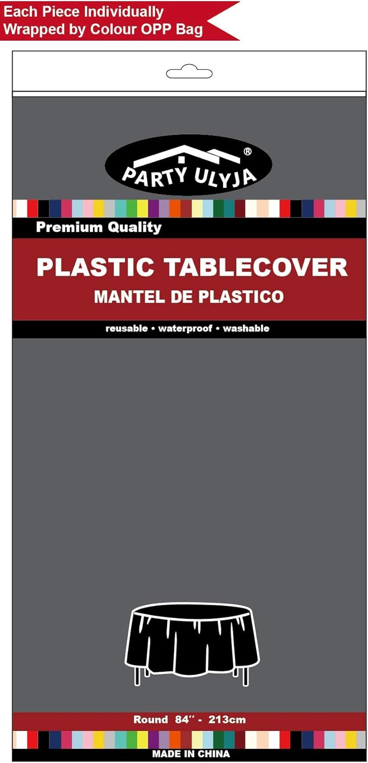 Silver Plastic Tablecloth 3 Pack Disposable Table Covers 84 Inch Circle Shower Party Tablecovers PEVA Vinyl Table Cloth for Round Tables up to 6 ft and Picnic BBQ Birthday Wedding Catering Banquet : Home & Kitchen
