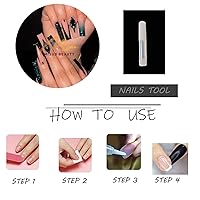 Vista 6 de MISUD Uñas postizas a presión – Uñas postizas largas con punta francesa negra, diseño de diamantes de imitación verde acrílico, 24 piezas