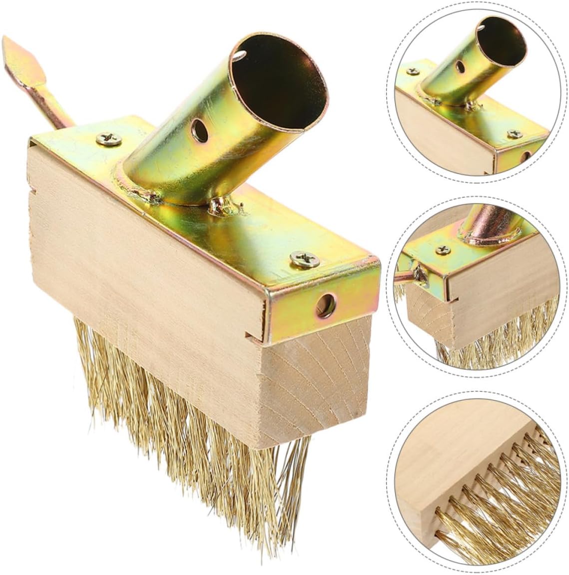 4pcs Steel Wire Garden Brush Set for Patios and Gardens, Manual Weeding Tool with Sturdy Steel Wire Brush Head, Designed for Sidewalk and Patio Weed Removal, for Home Gardeners